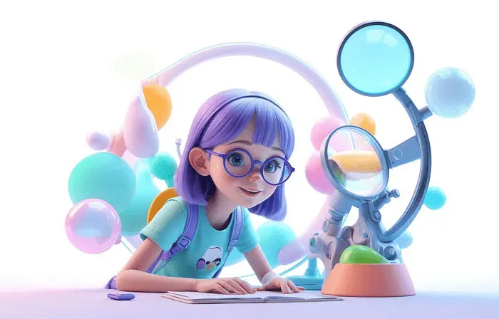 Best 3D Character Design Illustration of a Girl Studying at the Desk image